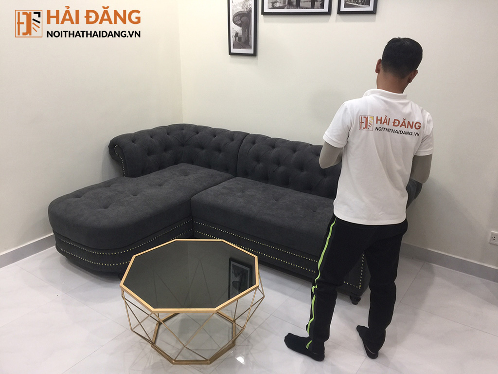 Sofa nỉ tân cổ điển chị Trang T1 Times City