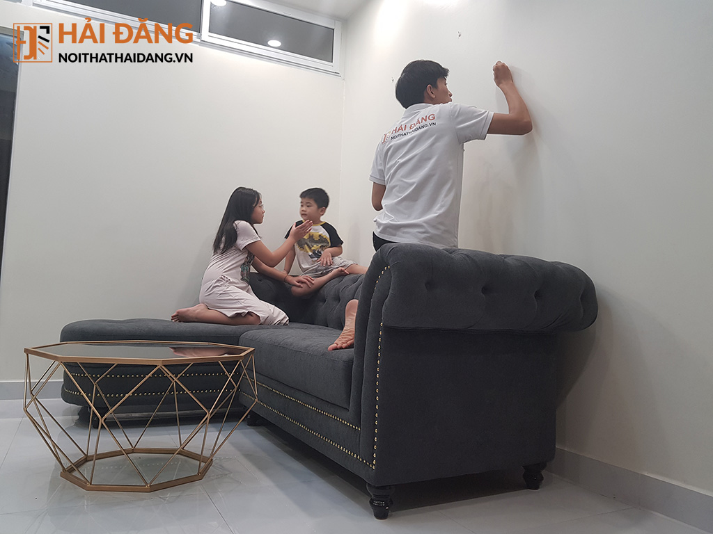 Sofa nỉ tân cổ điển chị Trang T1 Times City