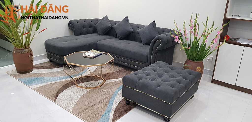 Sofa nỉ tân cổ điển chị Trang T1 Times City