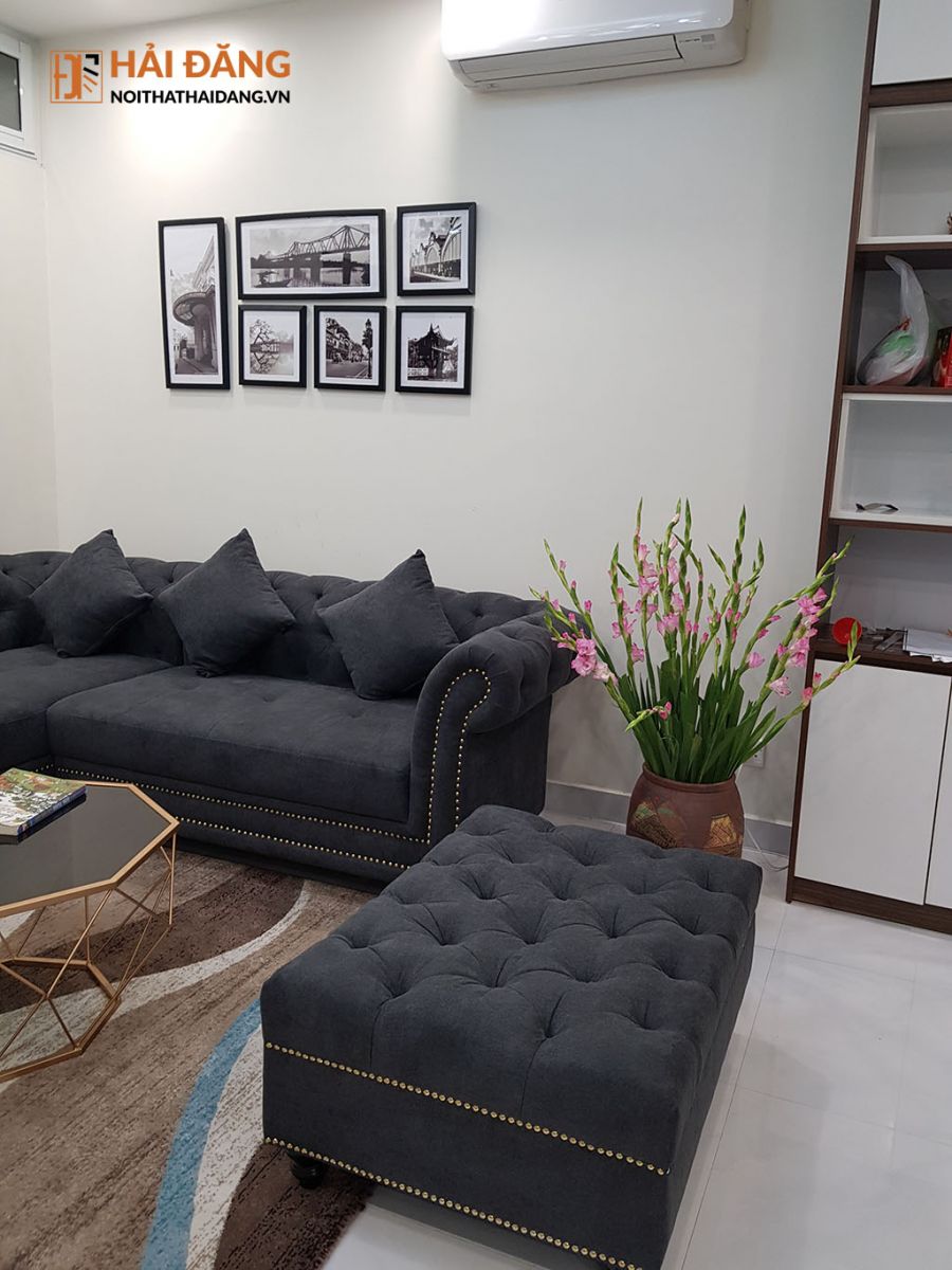 Sofa nỉ tân cổ điển chị Trang T1 Times City