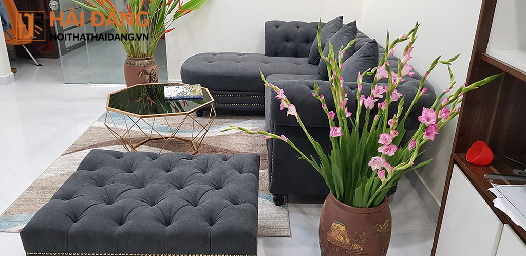 Sofa nỉ tân cổ điển chị Trang T1 Times City