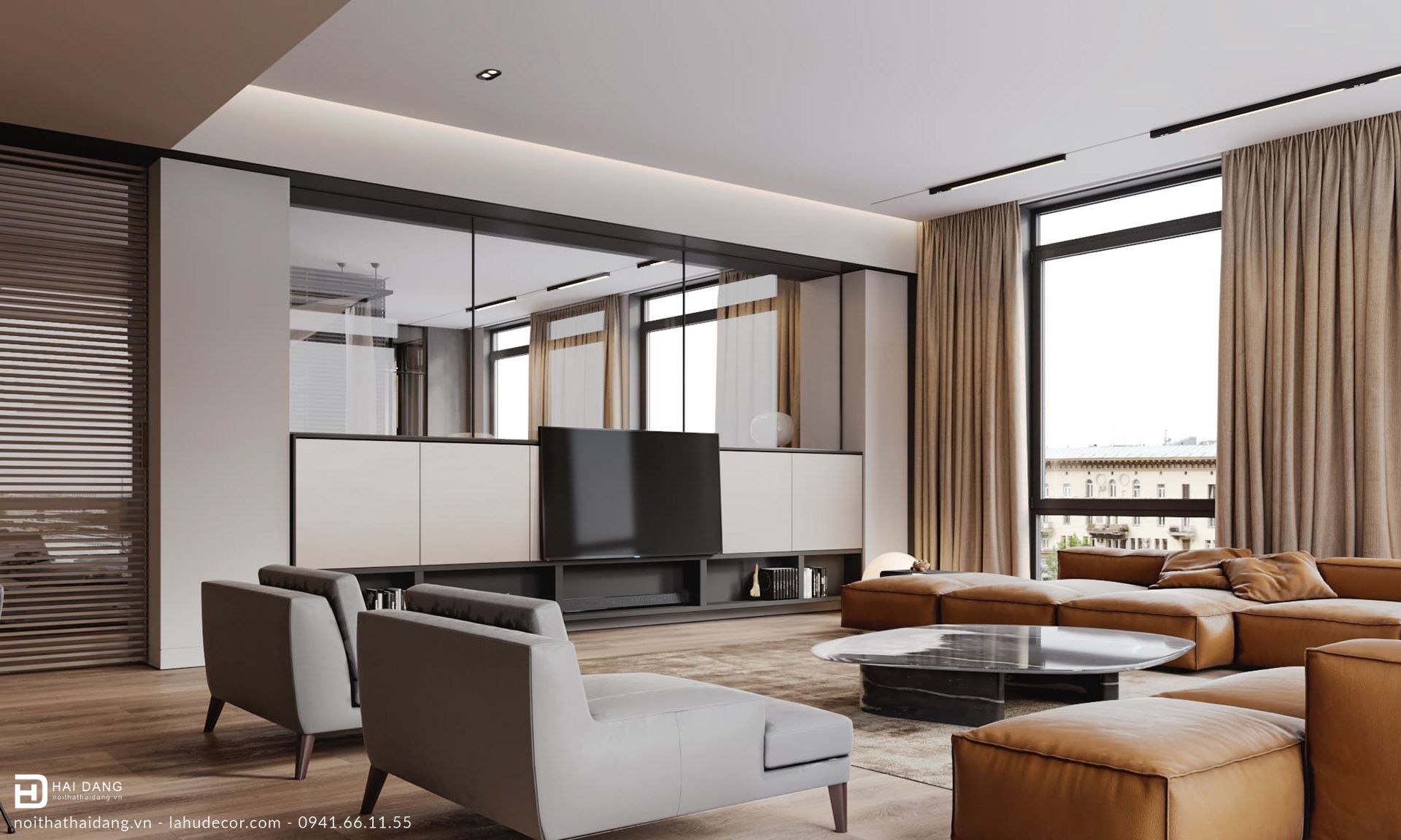 Mẫu thiết kế căn hộ chung cư cao cấp 2 ngủ